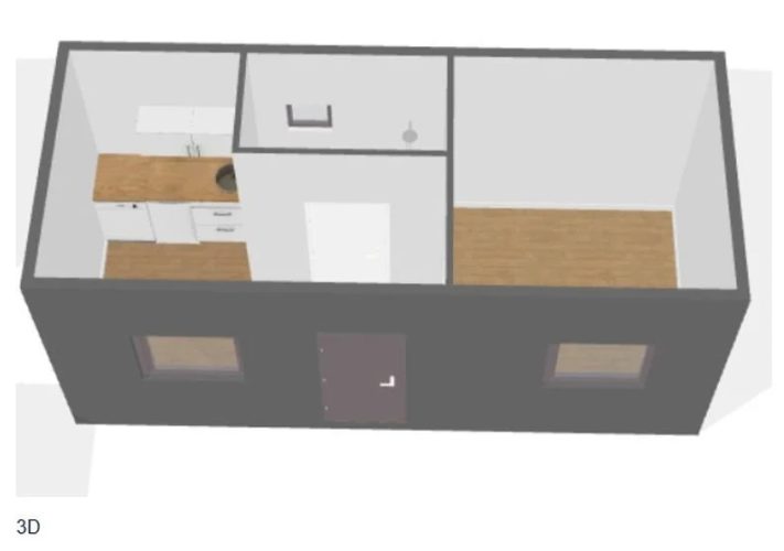 Ausgestatteter Sozialcontainer 21 m² – WC, Küche und Umkleide